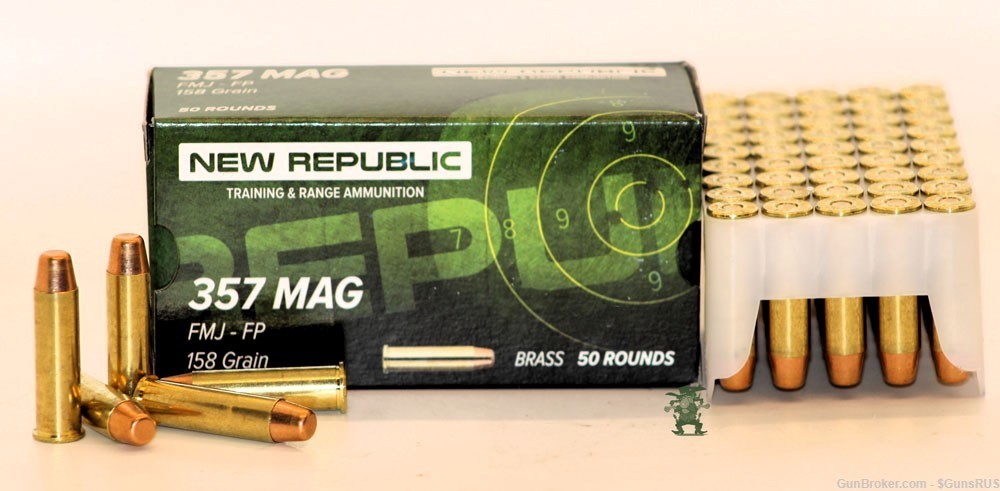 357 Magnum New Republic ® Brass FP/FMJ 158 Grain Practice/Training 50 RDS-img-1