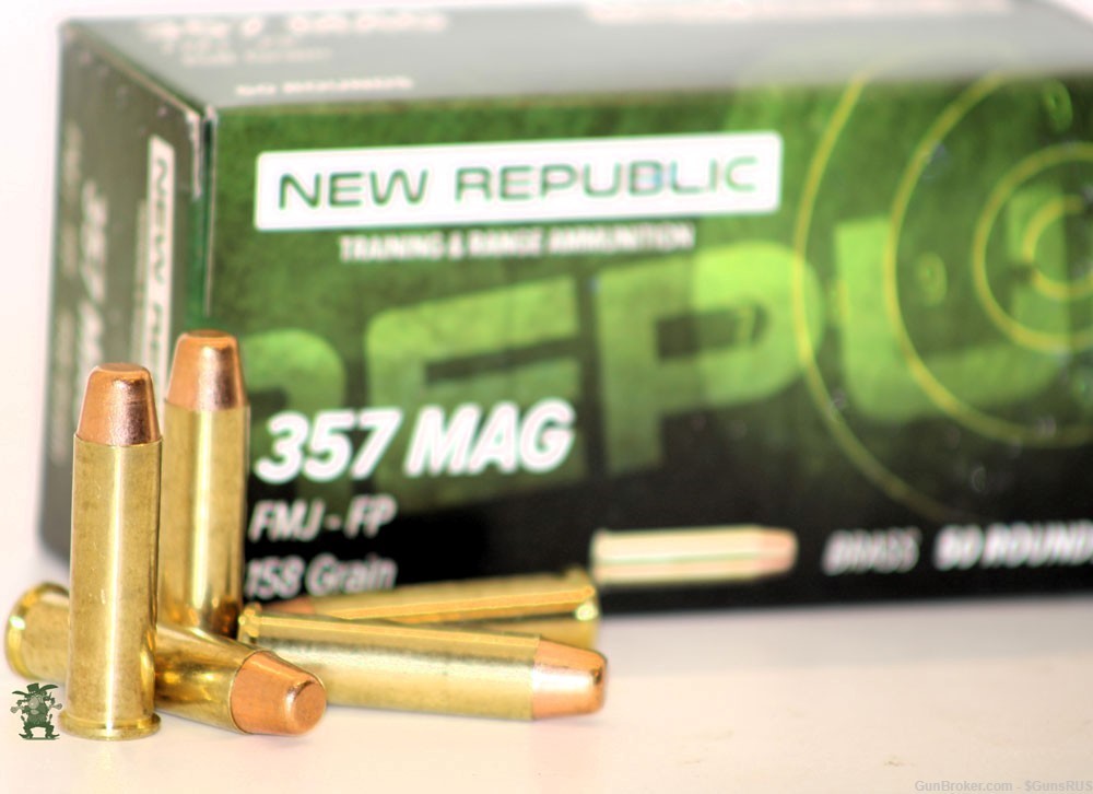 357 Magnum New Republic ® Brass FP/FMJ 158 Grain Practice/Training 50 RDS-img-4