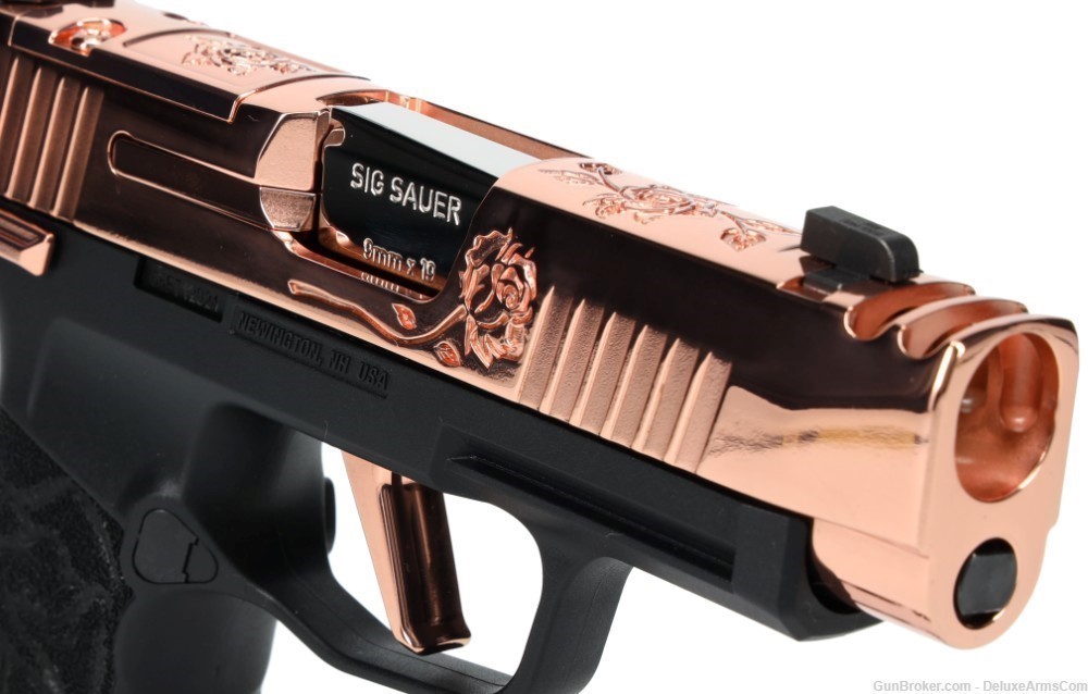 NEW CUSTOM Sig Sauer P365 XL ROSE 9mm Real Rose Gold Plating and Engravings-img-2