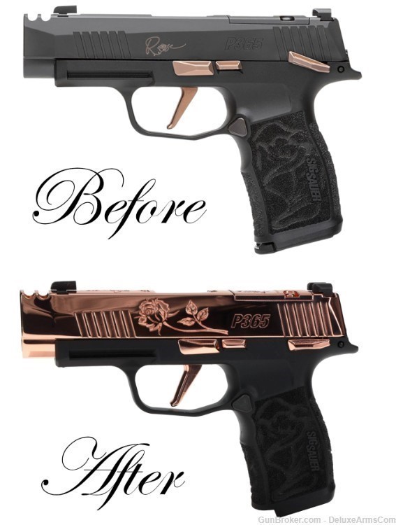 NEW CUSTOM Sig Sauer P365 XL ROSE 9mm Real Rose Gold Plating and Engravings-img-4