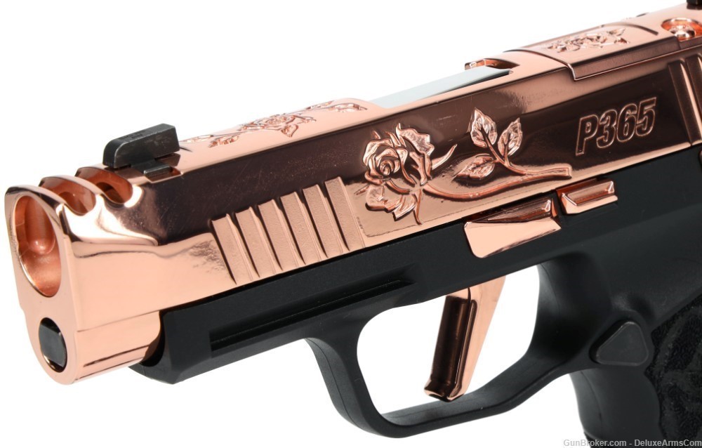 NEW CUSTOM Sig Sauer P365 XL ROSE 9mm Real Rose Gold Plating and Engravings-img-1
