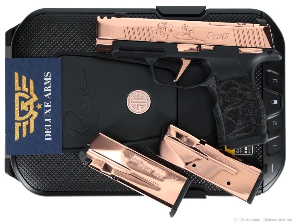 NEW CUSTOM Sig Sauer P365 XL ROSE 9mm Real Rose Gold Plating and Engravings-img-0