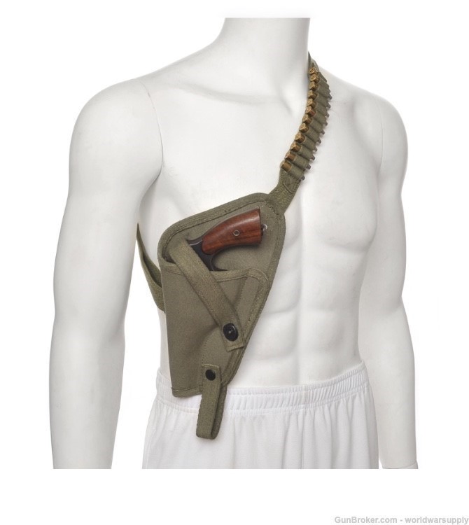US M3 Victory Revolver Canvas Shoulder Holster with Loops Left Hand-img-0