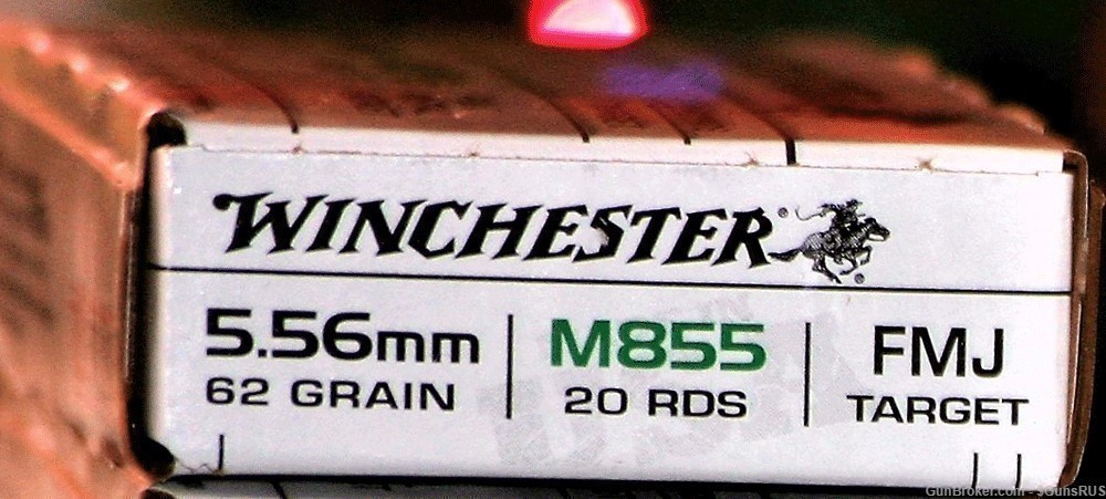 Winchester 5.56mm NATO M855 62 Grain Penetrator "Green" Tip 20 Round Box-img-4