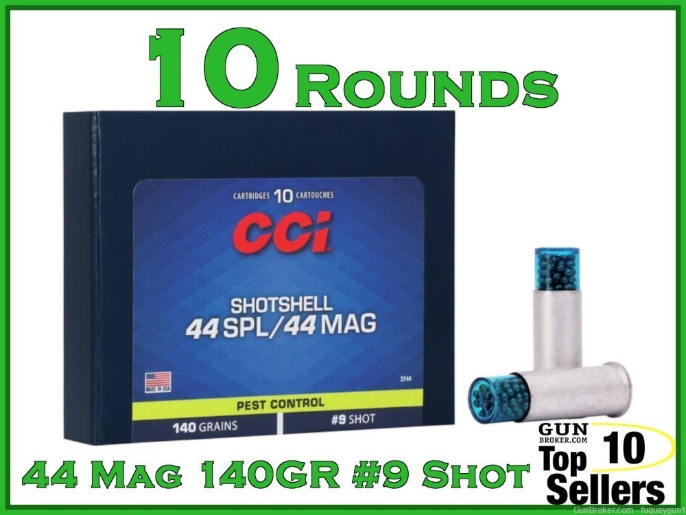 CCI Pest Control 44 Mag #9 Birdshot Shot Ammo 114 gr 3744 10ct-img-0