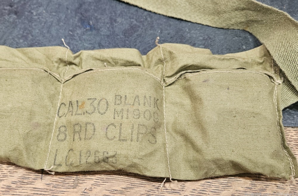 Complete Marked Bandoleer of USGI M1909 Blanks on Garand Clips-img-4
