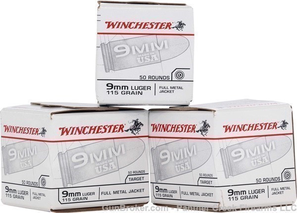WINCHESTER USA 9MM LUGER 50RD 20BX/CS 115GR FMJ-RN 1000 Round Case -img-2