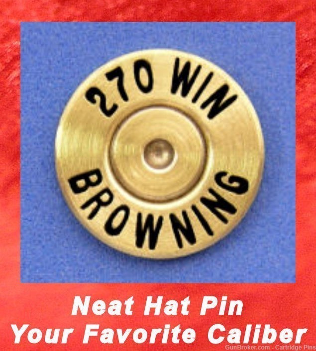BROWNING 270 WIN Brass Cartridge Hat Pin  Tie Tac  Ammo Bullet-img-0