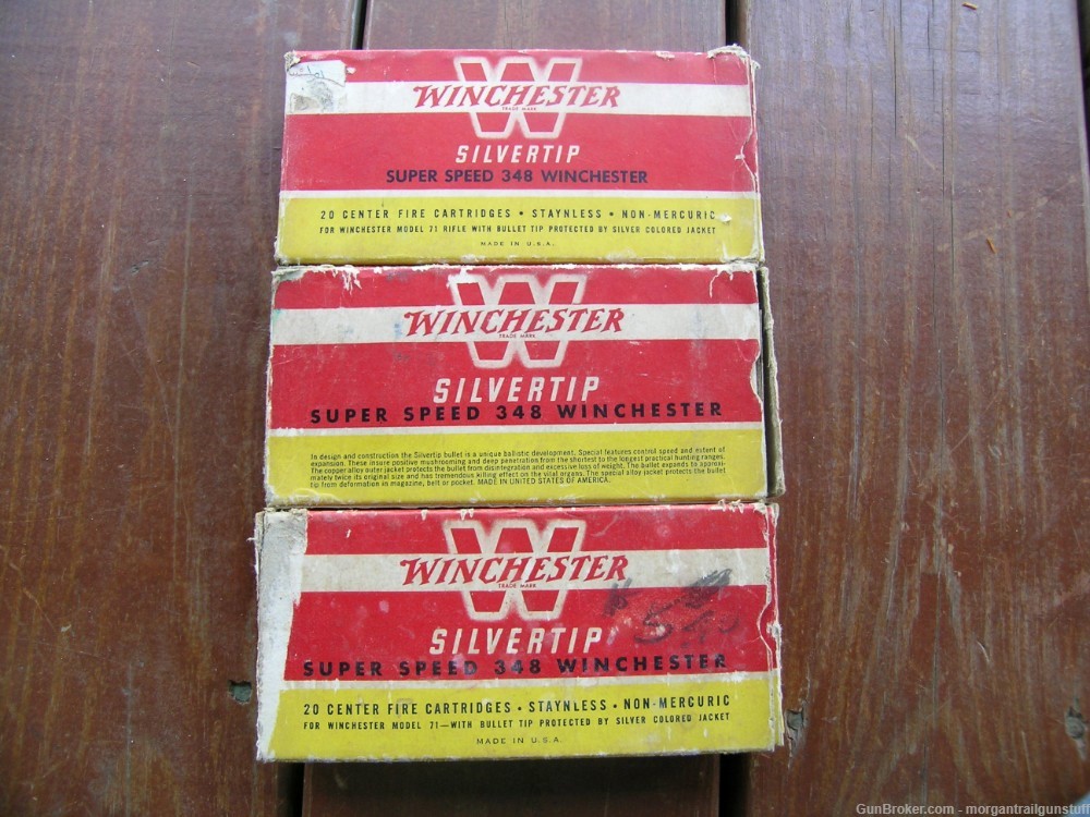 Vintage Winchester Model 71 348 Win Silvertip Ammo 50 Rounds-img-1