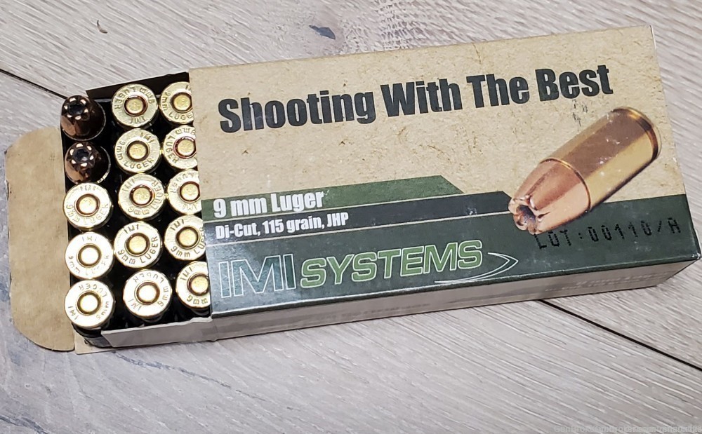 IMI 9mm Luger 115 Grain Di Cut JHP 100 Rounds CYBERWEEK SALE -img-1