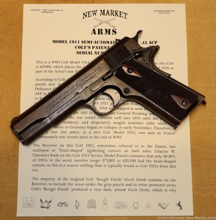 Fine & Correct WWI Colt Model 1911 Army .45 ACP Pistol c. Oct 1918-img-0