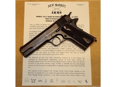Fine & Correct WWI Colt Model 1911 Army .45 ACP Pistol c. Oct 1918