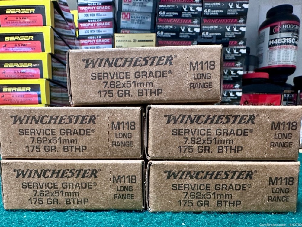 100 Rds of 7.62x51 Winchester M118 Long Range. 175 gr BTHP 308 Win-img-0