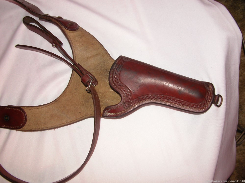 Vintage El Paso Saddlery Inc. Brown Leather Shoulder Holster L 3 1/2-img-1