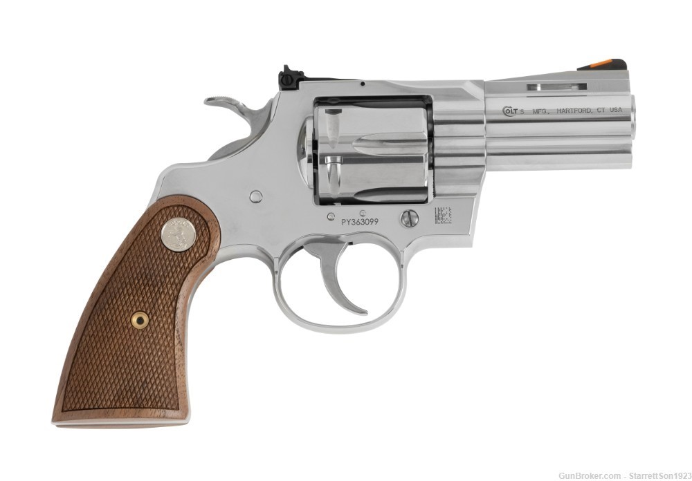 COLT PYTHON .357MAG/.38 SPECIAL 2.5" 6-SHOT STAINLESS STEEL WALNUT GRIPS-img-0