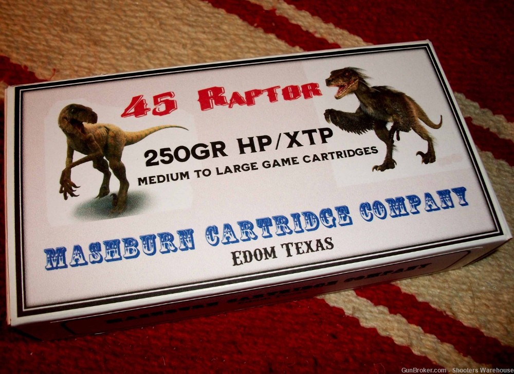 45 Raptor 250gr HP/XTP Mashburn Cartridge 20rds-img-0