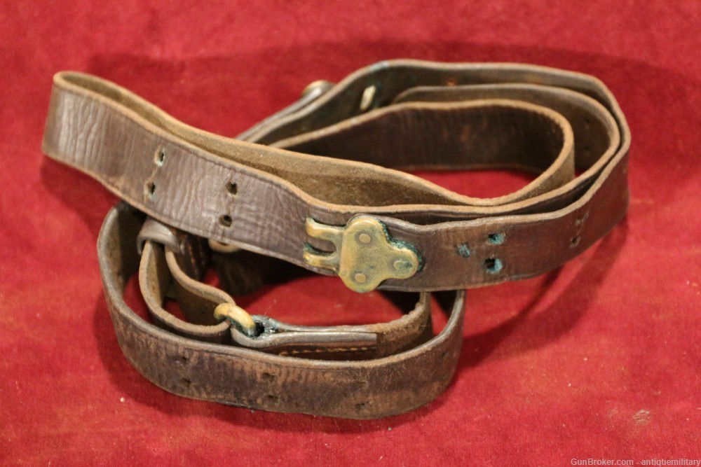 US M1907 Leather Sling WWI with Brass Ends-img-0