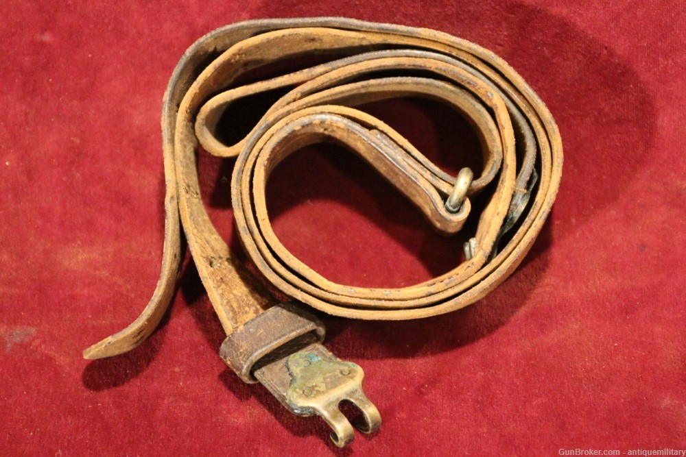 US M1907 Leather Sling WWI with Brass Ends-img-0