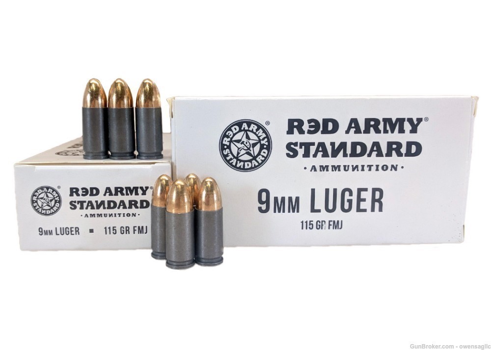 Red Army Standard 9mm Luger 115gr FMJ 50 Round Box-img-0