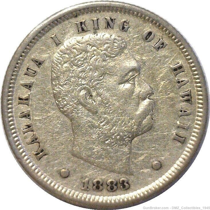 1880s Hawaiian 10 Cent Silver Coin w/ King Kalakaua I-img-0