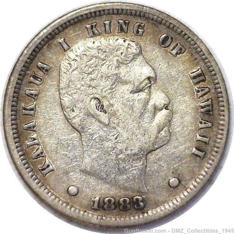 1880s Hawaiian 10 Cent Silver Coin w/ King Kalakaua I-img-0