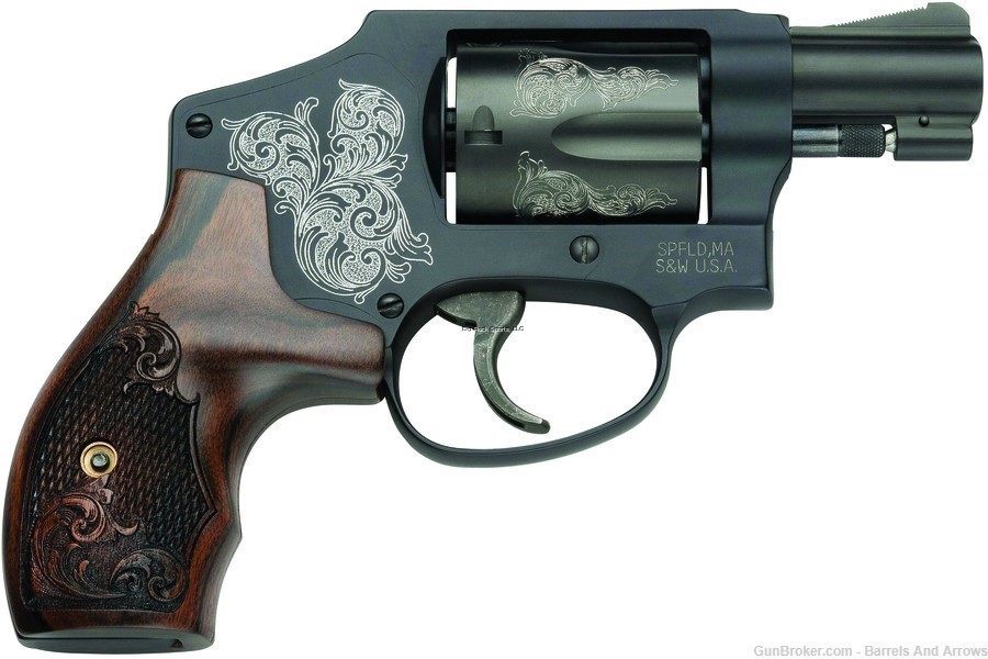 Smith & Wesson 150785 442 Revolver 38 SPL, 1.875 in, Engraved Wood Grp, 5 -img-0