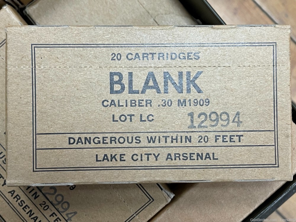 BLANK CALIBER .30 M1909 30-06 CARTRIDGES LAKE CITY ARSENAL 620 ROUNDS FULL -img-2