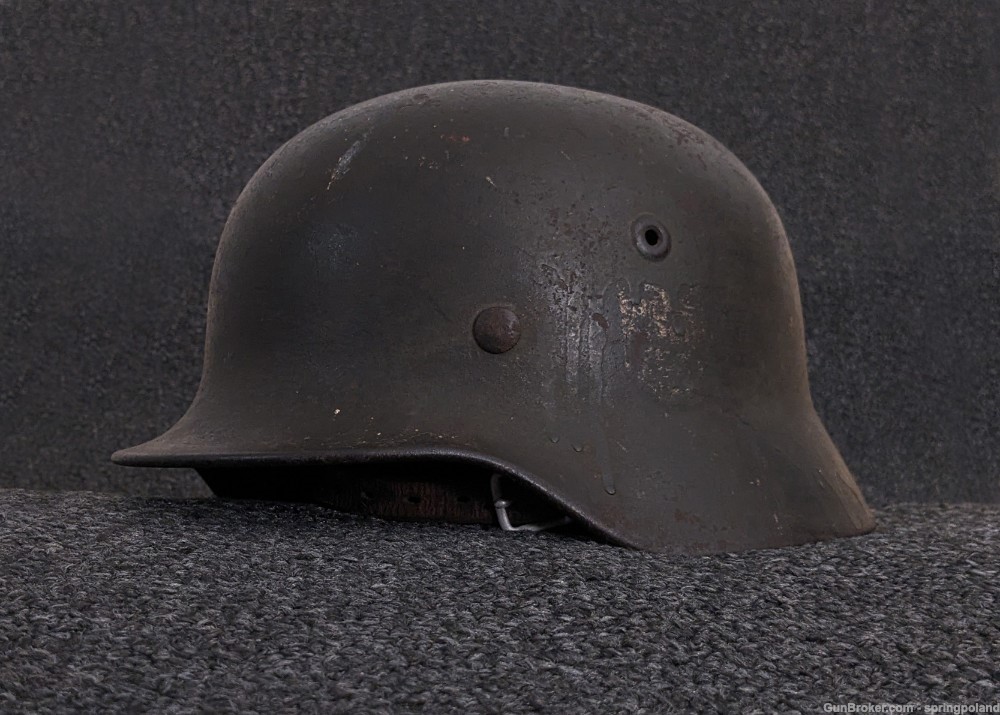 WWII German Helmet M40 SD Heavy Pour Paint Camouflage -img-1