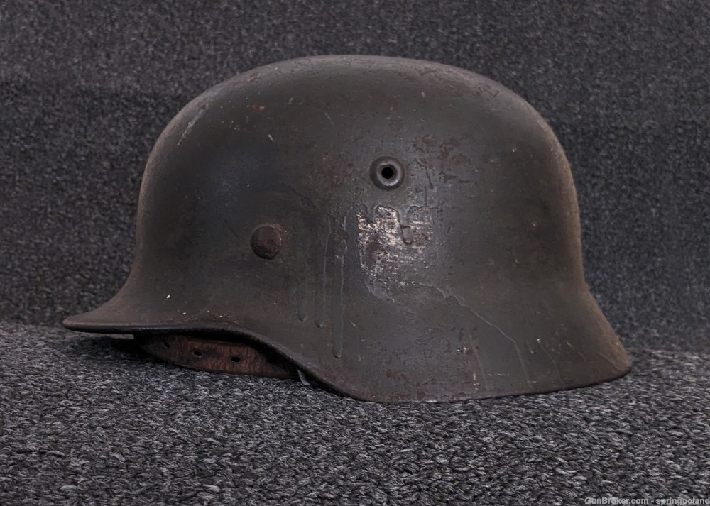 WWII German Helmet M40 SD Heavy Pour Paint Camouflage -img-3