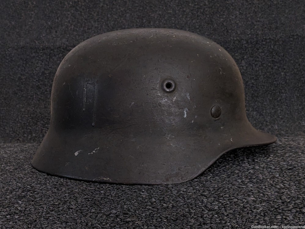 WWII German Helmet M40 SD Heavy Pour Paint Camouflage -img-7