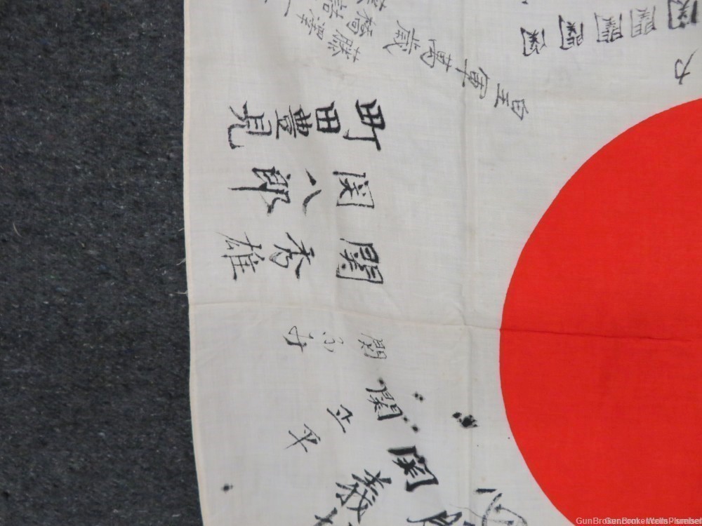  JAPANESE WW2 HINOMARU MEATBALL FLAG W/ SIGNED KANJI CHARACTERS (NICE)-img-2
