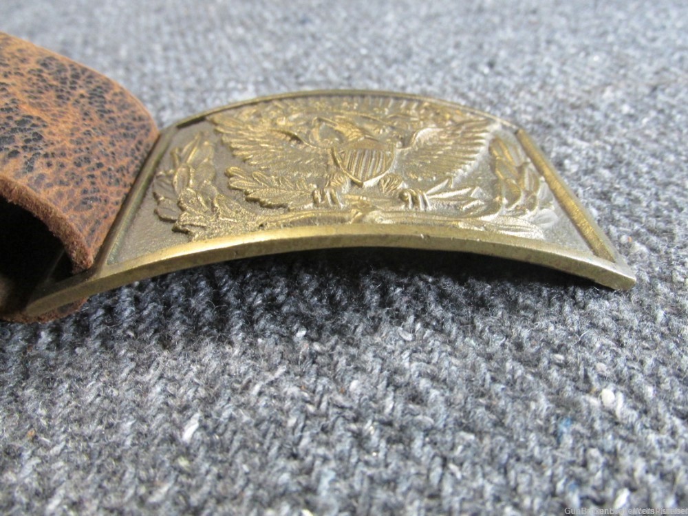 INDIAN WARS ORIGINAL US ARMY LEATHER BELT AND BUCKLE WITH EAGLE (VERY RARE)-img-8