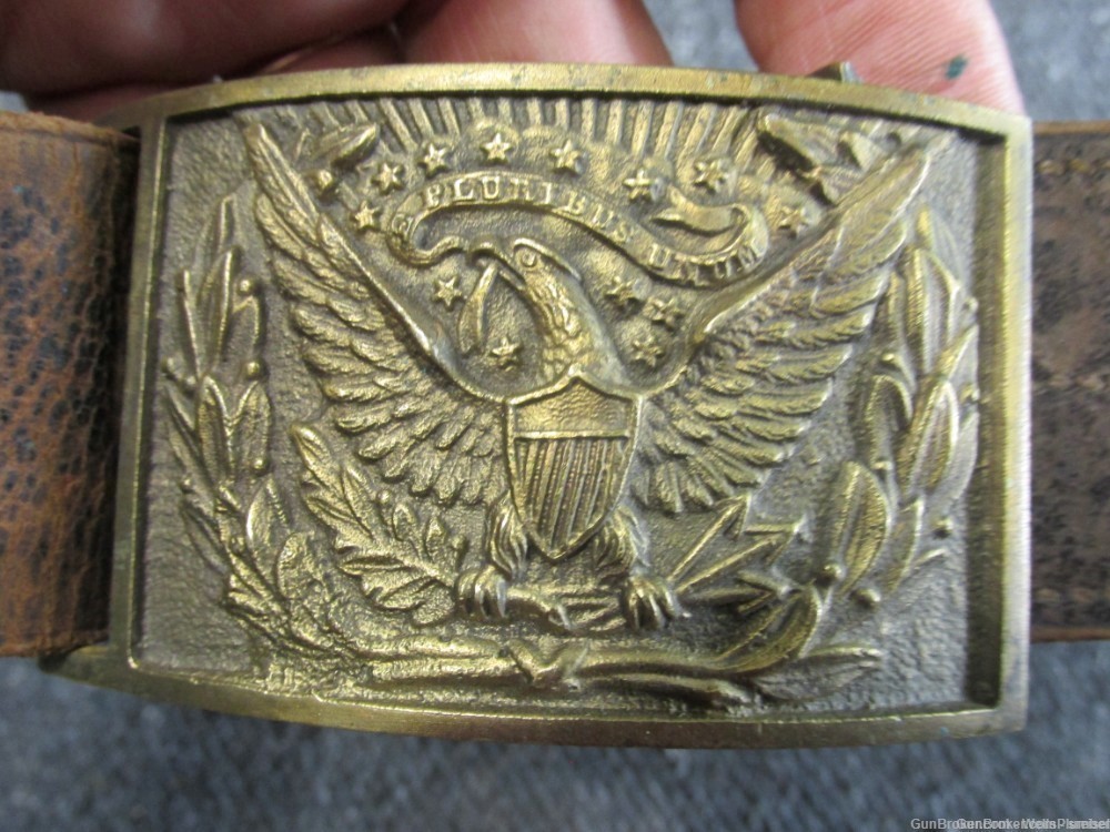 INDIAN WARS ORIGINAL US ARMY LEATHER BELT AND BUCKLE WITH EAGLE (VERY RARE)-img-11