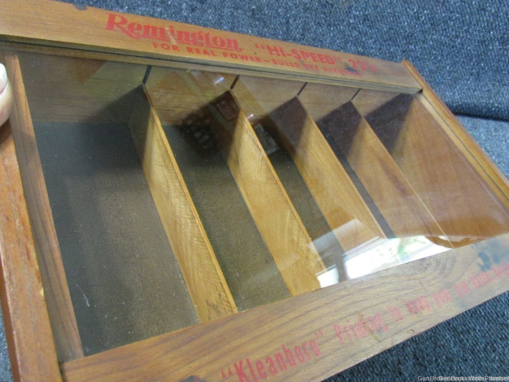 1930'S-1960'S REMINGTON COUNTER TOP DISPLAY CASE FOR .22 AMMUNITION RARE -img-5
