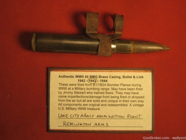 50 Cal BMG WWII WW2 Casing Bullet Link LC43 B17 B24 Bomber Planes-img-0