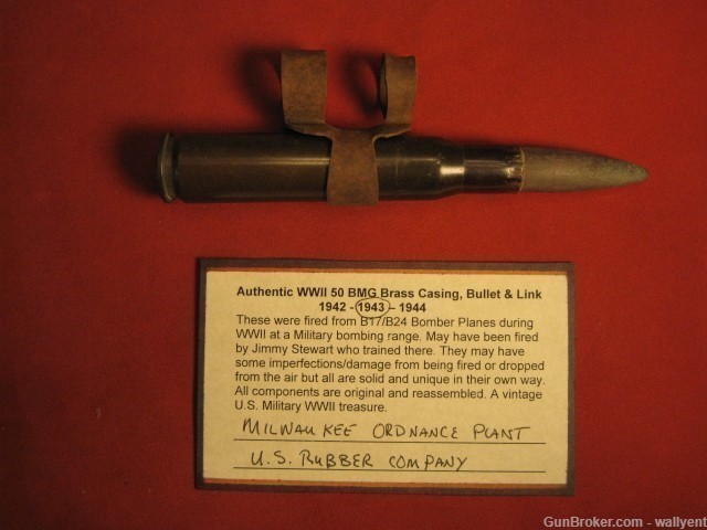 50 Cal BMG WWII WW2 Casing Bullet Link M43 B17 B24 Bomber Planes-img-0
