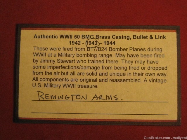50 Cal BMG WWII WW2 Casing Bullet Link RA43 B17 B24 Bomber Planes-img-3