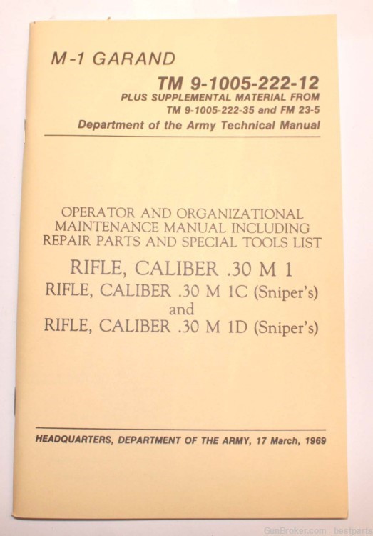 M 1 GARAND .30 Caliber Rifle Maintenance Manual, New Old Stock-img-0