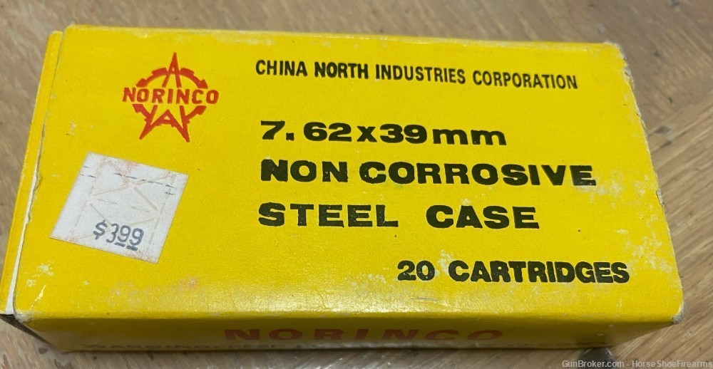 10rd Norinco Chinese 7.62x39 Steel Case Vintage Ammo Partial Box-img-0