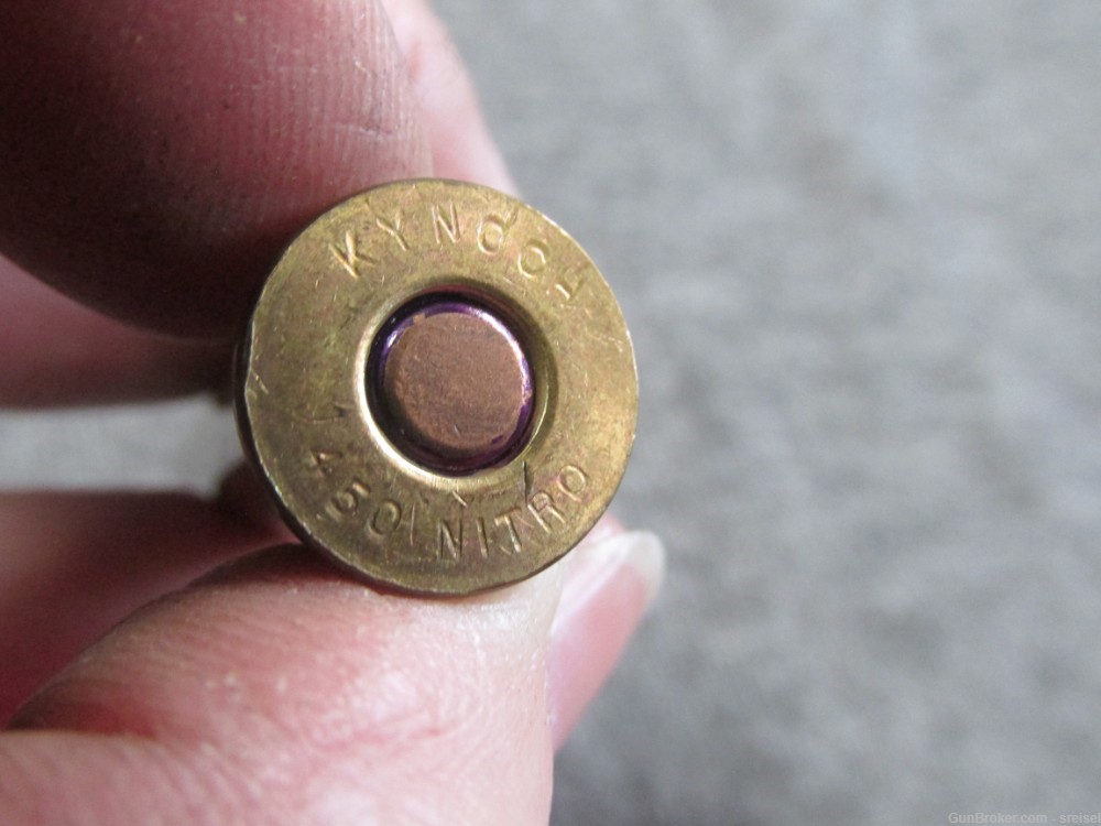5 ROUNDS OF KYNOCH .450  NITRO-EXPRESS CARTRIDGES METAL COVERED BULLET-img-3