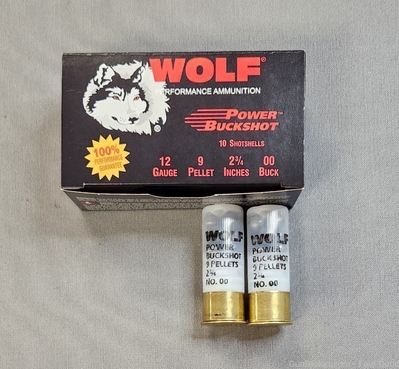 Wolf Power Buckshot 12GA 2 3/4" 00 Buck 9 Pellets  CASE 120Rds-img-1