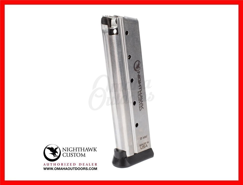 Nighthawk 1911 9mm 10RD Stainless Magazine with Base Pad MG0039-img-0