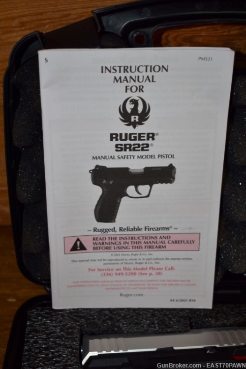 Ruger SR22 .22 LR 3.5" (Silver) Rimfire Pistol Case & (6) 10RD Mags-img-2