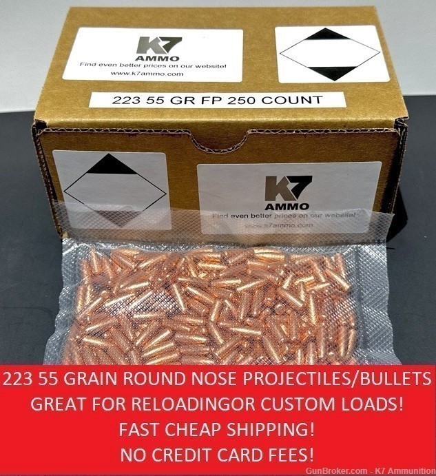 223 55 Grain Projectiles/Bullets Great for 22-250, 223 WSSM, etc-img-0