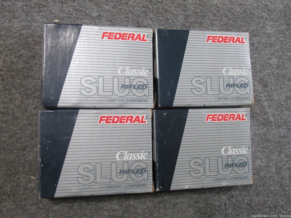 4 BOXES-20 ROUNDS FEDERAL CLASSIC 10 GAUGE RIFLED SLUGS-HOLLOW POINT -img-5