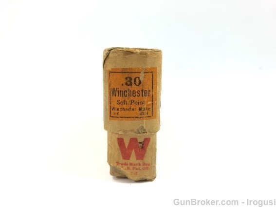 30 Winchester .30-30 1894 Soft Point Half Split Vintage Box 20 Mixed Brass-img-0
