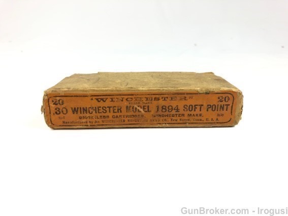30 Winchester .30-30 1894 Soft Point Half Split Vintage Box 20 Mixed Brass-img-4