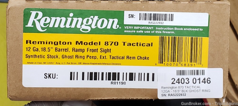 Remington 870 Tactical 12ga 18.5in barrel ghost ring sight R81198-img-20