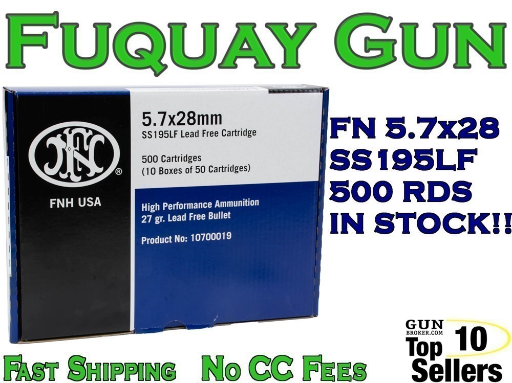 FN 5.7x28 27gr SS195LF LEAD FREE Ammo JHP HOLLOW POINT 10700019 400 RD CASE-img-0