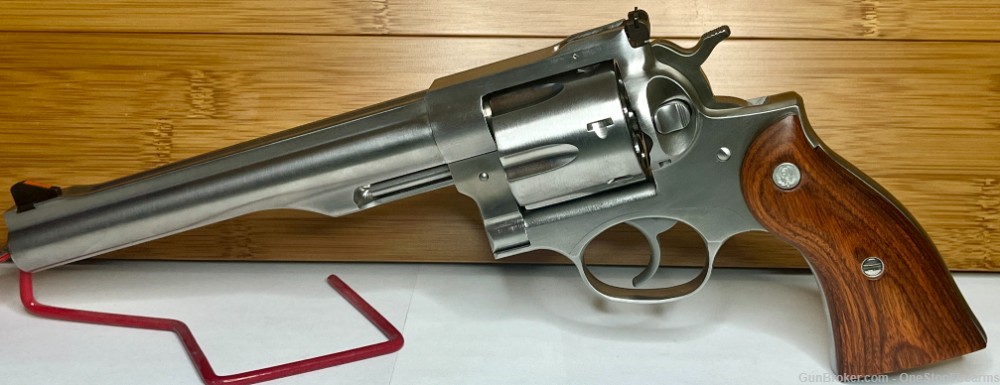 Ruger Redhawk 44 Rem Mag 7.50" 6 Round Wood Grip Satin Stainless Revolver -img-0
